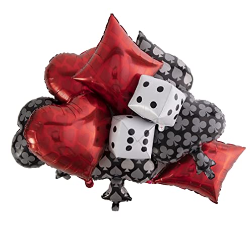 Nufakumi 18Pcs Casino Theme Party Decorations Heart Spade Diamond Club Shaped Balloons And Dice Shaped Balloons Las Vegas Party Poker Events Casino Night Decor #TOP5