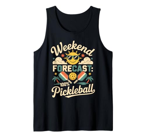 Pronóstico del Fin de Semana 100 por ciento Pickleball Diversión Camiseta sin Mangas