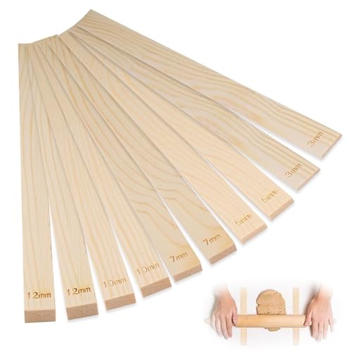 10 StüCk TöPferwerkzeug, Ton Werkzeug, TöPferbedarf, TöPfer Werkzeug, Holzleisten, RollfüHrungsstäBe,Buchenholz-Material,Nudelholz-FüHrungsstäBe,TöPferei Werkzeuge FüR TöPferwerkstäTten,Heimwerker