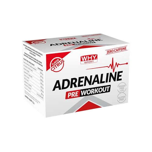 WHY SPORT ADRENALINE PRE WORKOUT - Integratore Alimentare con Aminoacidi - Creatina - Taurina - Vitamina B6 - Gusto Agrumi - 10 Bustine