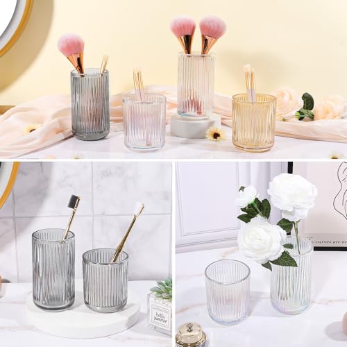 Image of DASITON Makeup Brush Holder Organizer, Crystal Glass Makeup Brushes Storage Holder, Vintage Make Up Brush Cup for Vanity, Pen Pencil Holder for Desk, Toothbrush Holders for Bathroom (Colorful SL)