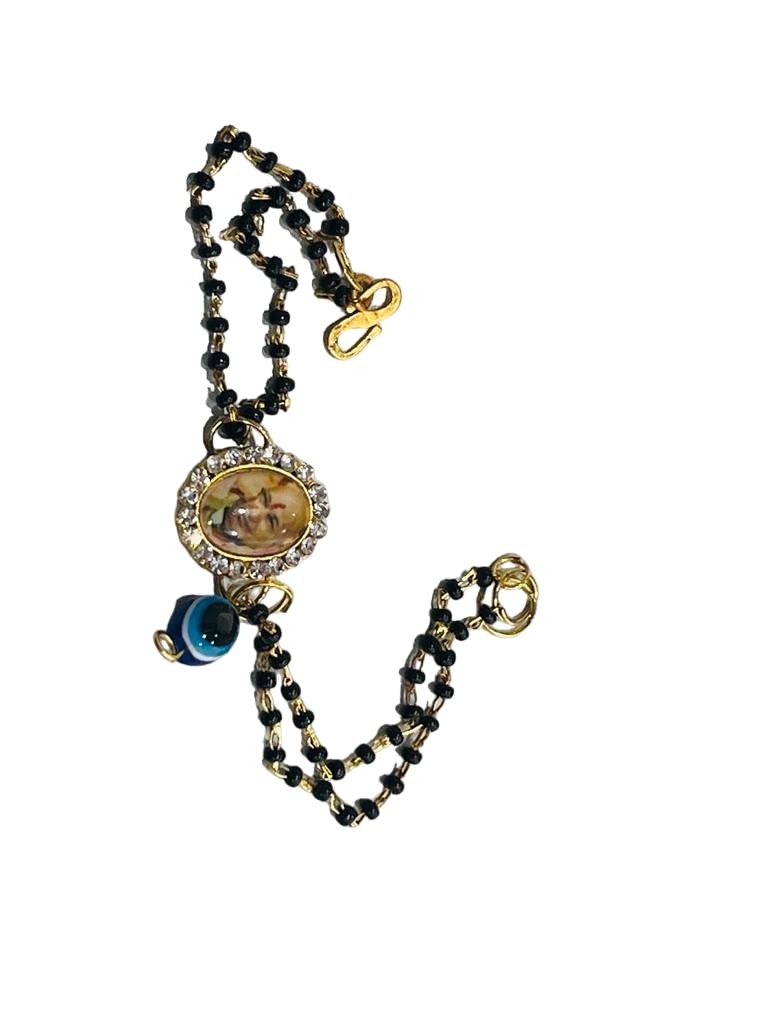 Guru Ji Maharaj Handmade Bracelets for Women/Guruji Bracelet Swaroop Blessing of Guruji | Guru Ji swaroop Bracelet in mangalsutra chain style with double layer with evil eye (B0C46LJG4Q) Amazon Price History, Amazon Price Tracker