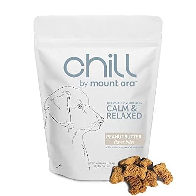chill by mount ara CHILL Bites Calming Dog Treats for Relaxation, Made with Peanut Butter, Chamomile, & Melatonin for Dogs, Natural Dog Treats 4 oz