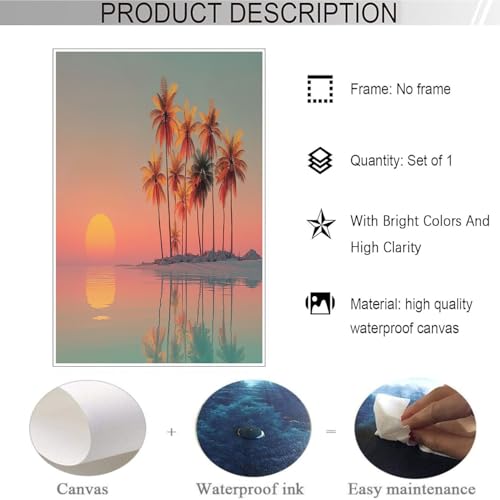 Cuadro de atardecer romántico en lienzo grande de 70x100cm para dormitorios 3