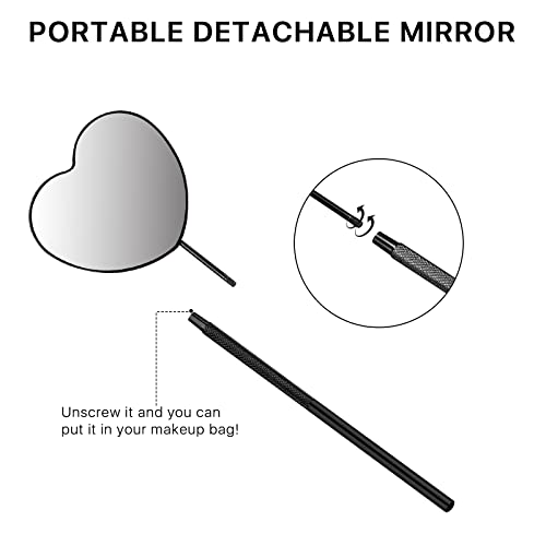 Miuffue Lovely Lash Mirror - Heart Shaped Detachable Stainless Steel Eyelash Mirror, 2.2inch Lash Extension Supplies and Tools, Black - Thumbnail 5