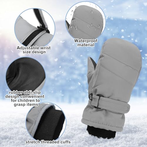 Image of Geyoga 4 Pairs Kids Mittens Waterproof Ski Gloves Boys Girl Warm Snow Winter Mittens for Kids Toddler Outdoor Activities