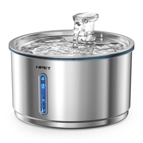 NPET Cat Water Fountain Stainless Steel 1Gal/135oz Automatic Pet Fountain