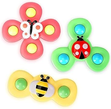 Suction Fidget Spinner Suction Cup Spinners 3 Pack, ABS & Soft Silicone with Animal Design, Smooth Spin for Sensory Interaction on Bath Walls, Tiles, Windows, Travel Home & Desk Focus Breaks Use