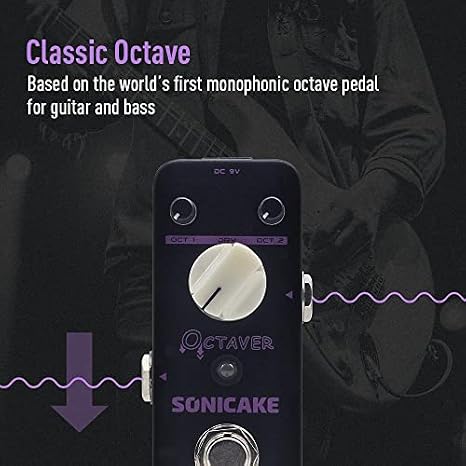 SONICAKE Octave Guitar Pedal with 6 Pack 6 Inch Patch Cable