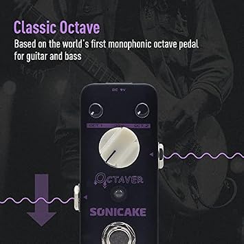 SONICAKE Octave Guitar Pedal with 6 Pack 6 Inch Patch Cable