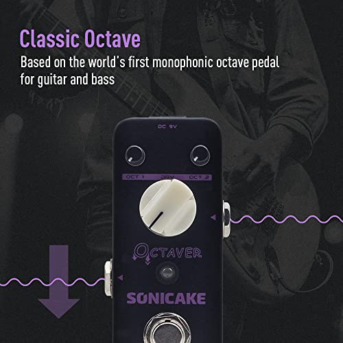 Image of SONICAKE Octave Guitar Pedal, Analog Classic Lower Octave Guitar Effects Pedal for Guitar & Bass, True Bypass - Octaver