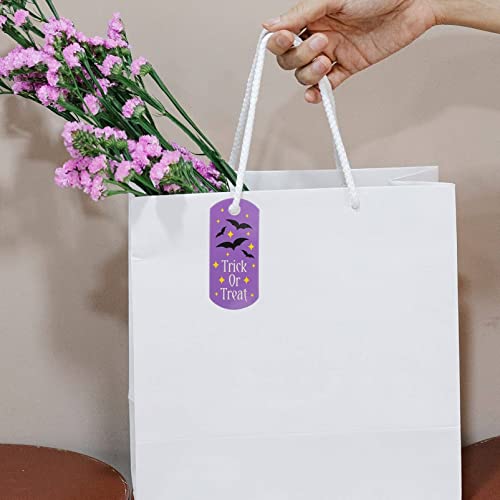 Wiamee 250Pcs Halloween Paper Tags Trick Or Treat Craft Label Tags Hanging Message Card Pendant For Candy Goodie Bag Name Card Decor #TOP7