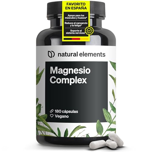 Magnesio Complex Premium - Total 5: Bisglicinato + Citrato + Malato y más en alta dosificación - Reduce cansancio y fatiga - 400mg por dosis diaria - 180 Cápsulas veganas fabricado en Alemania