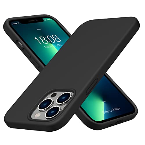 CellEver Silicone Case for iPhone 13 Pro Max [2X Glass Screen Protectors Included] [Drop Tested] Shockproof Protective Matte Gel Rubber Cover with Soft Anti-Scratch Microfiber Interior - Black