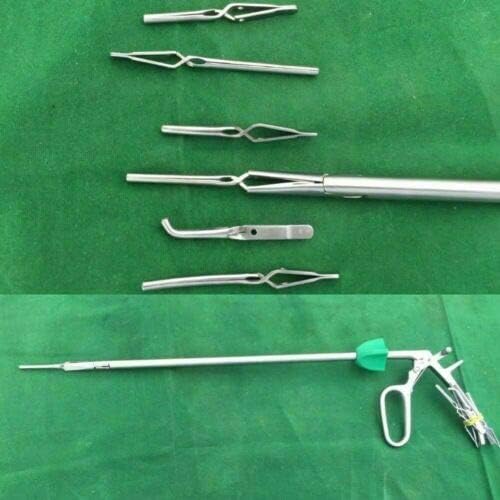 Laparoscopic Bulldog Clamp Applier Extra 6 Clips Surgical Instruments Set 10 mm