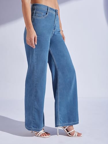 Image of Miss Chase Women's Wide-Leg High-Rise Regular-Length Stretchable Shaping Denim Jeans