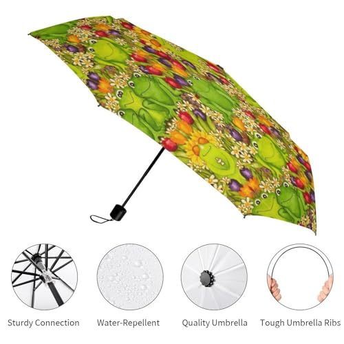 Parapluie pliable grenouille coupe-vent et robuste à ouverture manuelle
