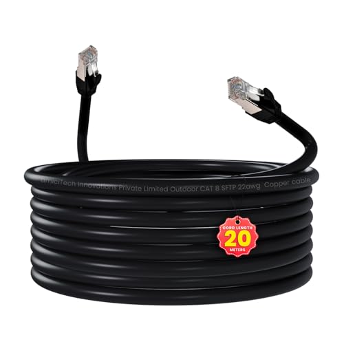 Image of amiciTools Cat8 Ethernet Cable with 22AWG Solid Core 20Meter | 40Gbps Ultra High-Speed LAN Cable, 2000MHz Bandwidth, Gold-Plated RJ45, Shielded Network Cable for Gaming, Routers & Servers