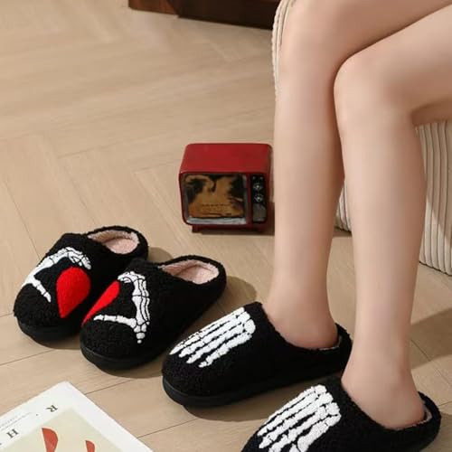 Halloween Slippers for Womens Mens Home Elastic Comfy Retro Pumpkin Ghost Bat 2025 Fall Slipper Preppy Cute Aesthetic House Shoes Memory Foam Fuzzy Soft Bedroom Warm Anti-Skid Wool Lined2