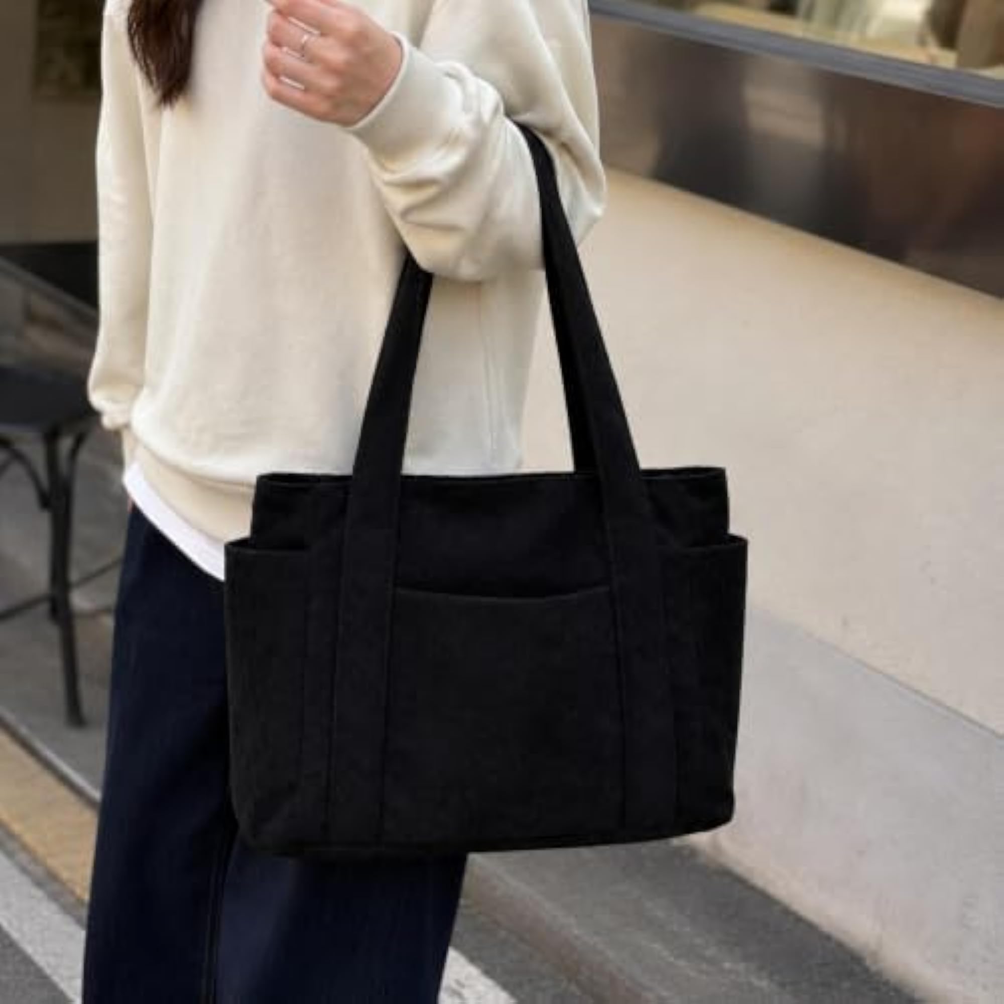 Corduroy Tote Bag High End Shoulder Bag for Commuting