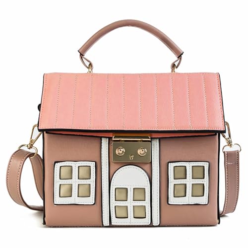 House Shaped Unique Novelty Purse for Women Mini Funny Weird Shoulder Crossbody Bag Handbag Clutch PU Leather