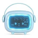 Kids Alarm Clock, Toddler Sleep Training Clock, Heavy Sleep Alarm Clock with 6 Ringtones, 2 Alarm Settings, Snooze Function, Thermometer Date Display Wake Up Clock for Baby Boy Girls