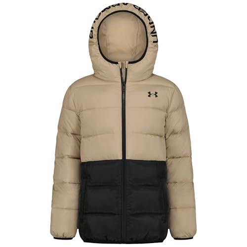 Image of Under Armour Boys' Pronto Hooded Puffer Jacket, Lightweight & Water Repellent