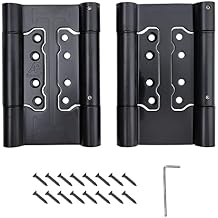 2X 5 Stainless Steel Non-Mortise Self Closing Double Action Spring Hinges Cafe Saloon Door Swing Hinge Black 2
