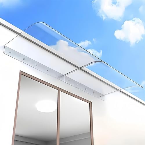 Thick Polycarbonate Front Door Canopy - UV Protection & Rain Shelter, Invisible Porch Cover for Front/Back Doors, Durable Outdoor Awning Solution