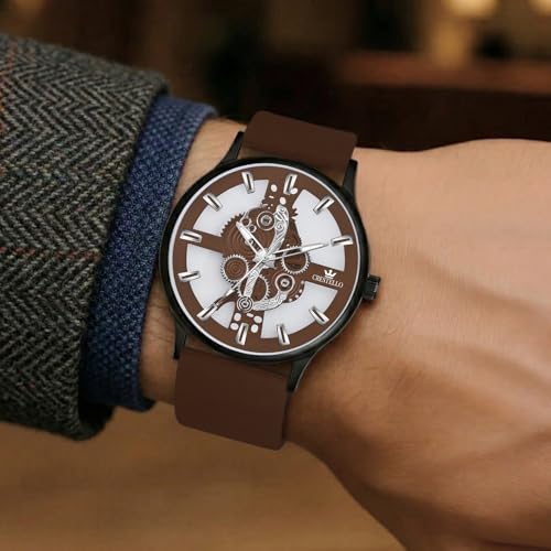 Image of CRESTELLO Silicone Strap Analog Wrist Watch for Men (Black /Blue /Green /Brown /Grey) | 1 Year Warranty* | CR-BK254