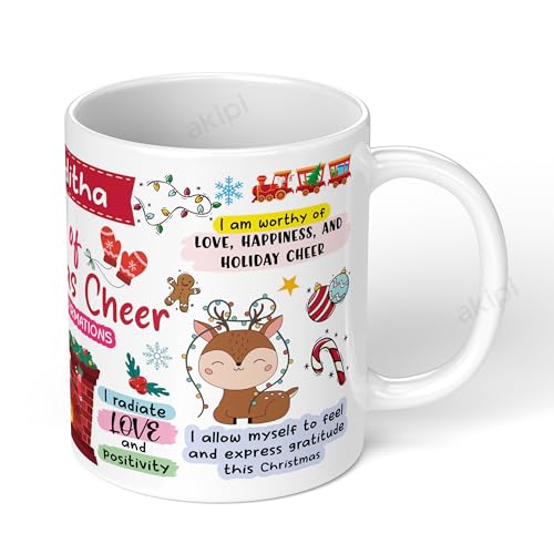 Image of Mug of Christmas Cheer - Festive Personalized Name Mug Design with Positive Affirmations, Spread Holiday Joy & Cheer ARM729 11oz Ceramic Coffee /Tea Cup