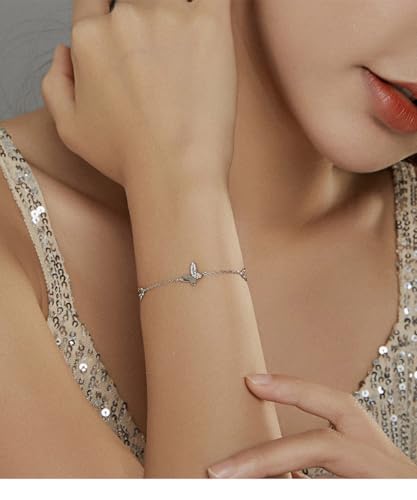 VOROCO 925 Sterling Silver Bracelet for Women Adjustable Link Chain. Cat Butterfly Snake Dog Fashion Bracelet for Teen2