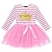 FYMNSI Kleinkinder Baby Mädchen 1. 2. 3. Jahre Geburtstag Party Kleid Gestreift Tüllkleid Langarm Glänzend Krown Prinzessin Tütü Festkleid Streifen Herbstkleid Freizeit Fotoshooting Bekleidung