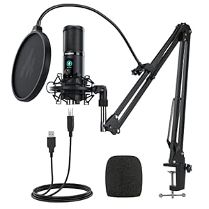 Condenser Microphone with One-Touch Mute MAONO AU-PM421 Professional Cardioid Podcast USB Mic 192KHZ/24BIT and Mic Gain…