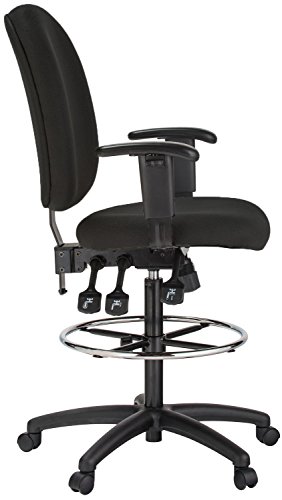 Harwick 6058C-D-BK Extra Tall Ergonomic Drafting Chair, Black Fabric
