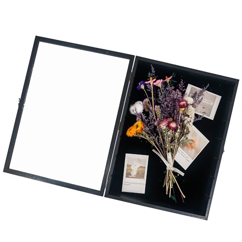 Image of 16x20 Shadow Boxes Display Cases with Shelves, Black Deep Shadow Box Frame for Keepsake Collectibles, Coins Military Medals Pins Wedding Flowers