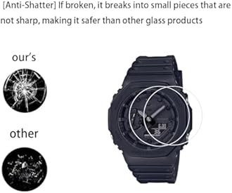 for Casio GA-2100 Screen Protector, 9H Hardness Tempered Glass Screen Protector for Casio GA-2100 with Anti-Fingerprint Bubble-Free Crystal Clear (2 Pack)