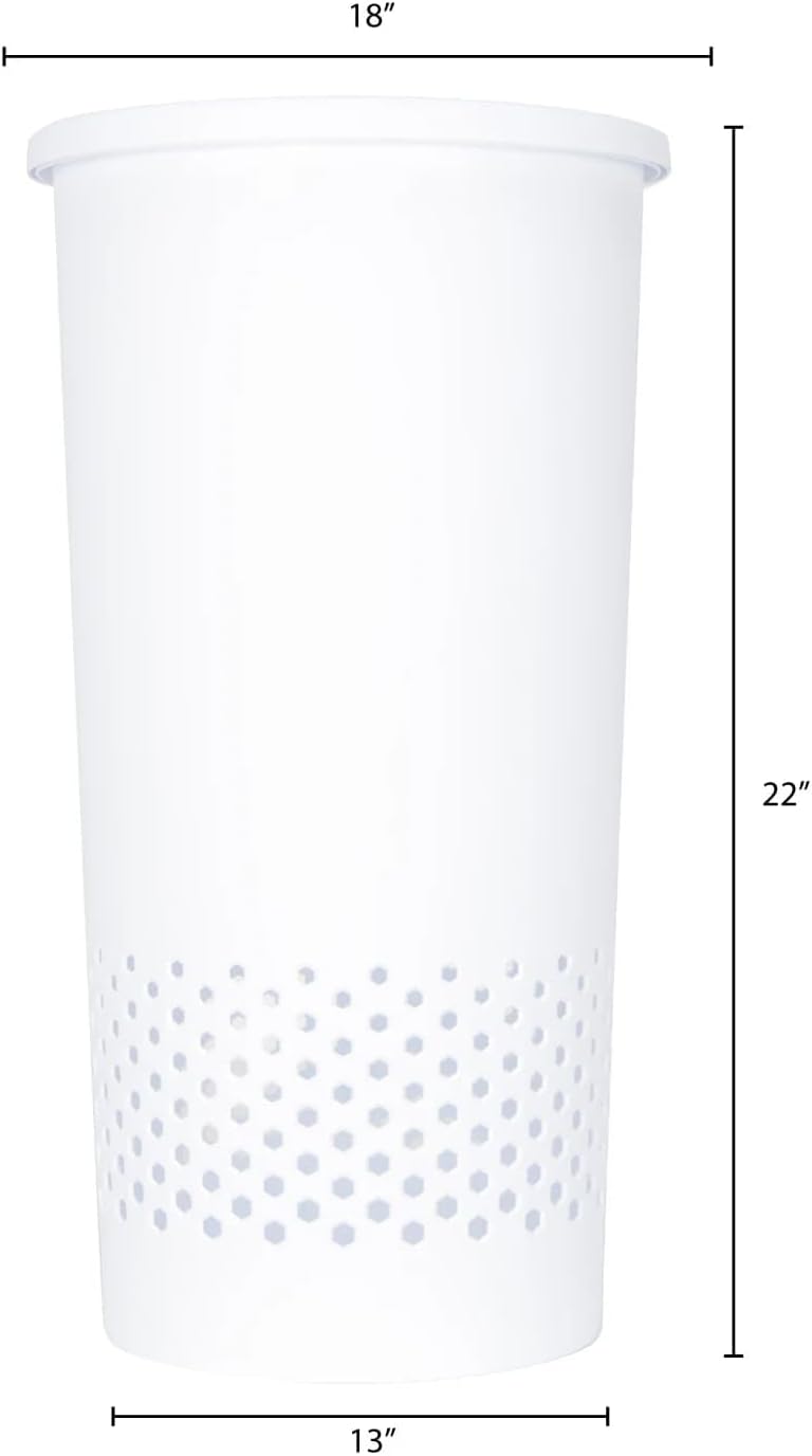 Round Plastic Laundry Basket, Durable Laundry Hamper with Handles, Clothes Hamper Organizer for Bedroom, Bathroom, Dorm, and Small Spaces（White）