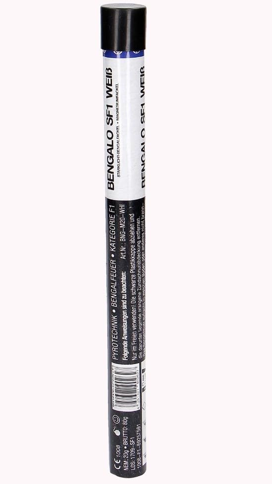 Funke Bengalfackel Handfackel Bengalo Bengalfeuer Titan-Funken Vulkan Lanzenlicht Fontäne Feuerwerk 60 Sekunden (1 Fackel, Weiss)