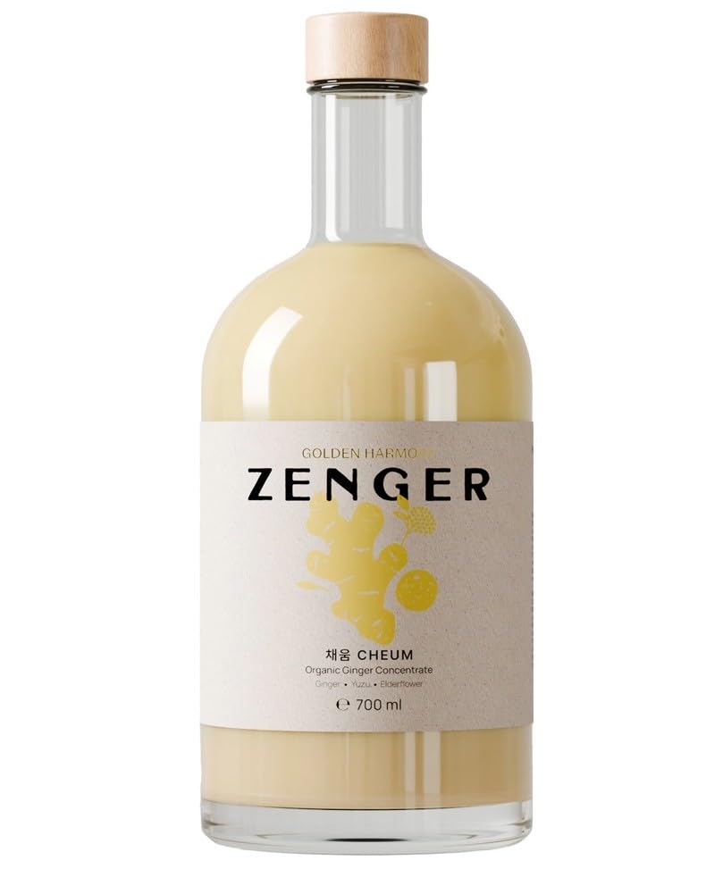 ZENGER – Concentrado de Jengibre Natural BIO Premium 700 ml | Elixir Sin Alcohol | Ideal para Té, Cócteles Sin Alcohol y Bienestar Diario (Golden Harmony - CHEUM)