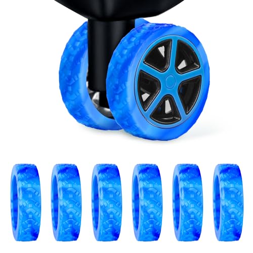 Housse de roue de bagage silicone bleu clair pour valise 8 roues