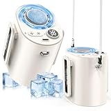 Uoiai Handheld Portable Fan Rechargeable with Ice Cooler, 5000mAh, 1-100 Speeds,Strong Airflow, Personal Waist Fan, Hands-Free Hanging,Wearable for Camping, Outdoor, Jobsite