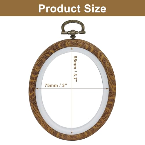 Image of Marvexi 5Pcs Oval Embroidery Hoops 3 inchx3.7 inch Vintage Cute Faux Wood
