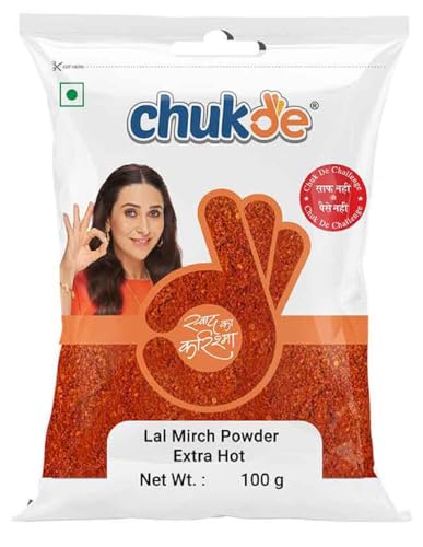 Image of Chukde - Tikha Lal Mirch Powder - Fresh & Flavorful - Authentic Red Chili Powder Extra Hot for Spicy Indian Cuisine - Spicy & Aromatic - Perfect for Curries & Snacks - 100 Gm - Pack Of 3
