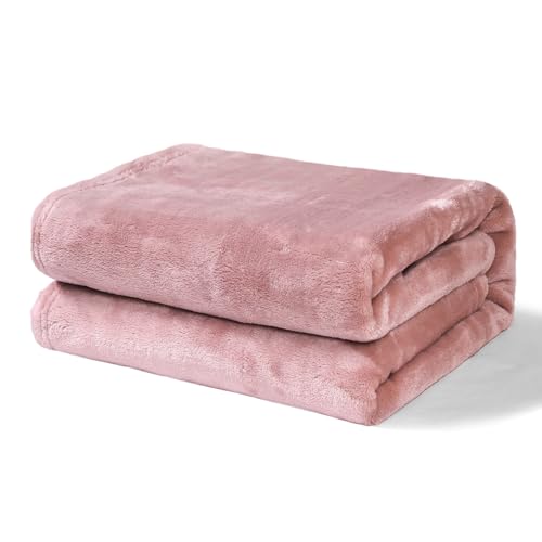 Exclusivo Mezcla Fleece Throw Blanket for Couch, Super Soft and Warm Blankets, Dusty Pink Throw All Season Use, Cozy, Plush, Lightweight, 40x50 Inches
