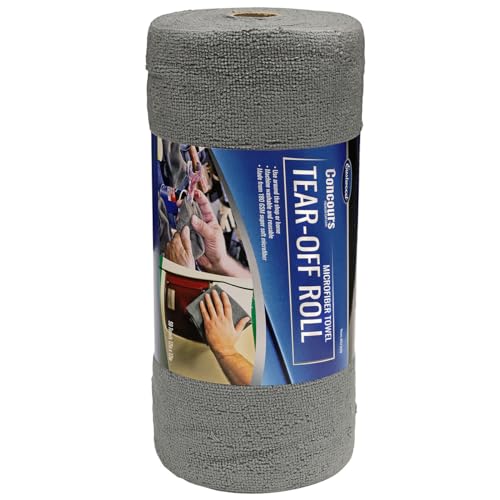 Eastwood Concours Tear Away Microfiber Towel Roll | Machine Washable and Reusable Micro Fiber Cleaning Cloth Rags | Best for Home, Garage, and Workshop Car Cleaning Supplies | 50 Sheets per Roll