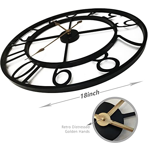 Qukueoy 18 Inch Thicker Metal Large Wall Clock Home Decorative Industrial Clocks With Big Arabic Numerals,Retro Oversized Clock For Living Room Decor,Battery Operated(Black) #TOP1