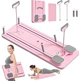 WSFYTAM 5 in 1 Pilates Board Für Zuhause, Pilates Reformer Maschine Mit Knieschützer, Faltbares Pilates Board Reformer Mit Auto-Rebound,Rosa