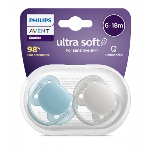 Philips Avent - Juego de 2 chupetes ultra suaves de 6/18 meses, color neutro SCF091/34