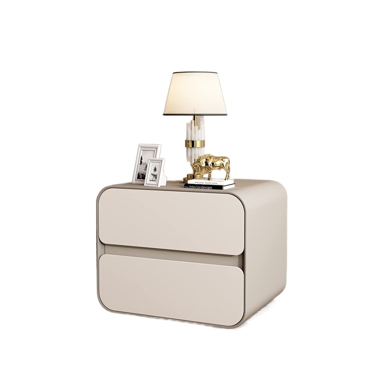 BHGFYXBS Side Tables Bedroom Indoor Bedside Table Cream Style Double Drawer Bedside Table Creative Square Household Storage Cabinet Leather Nightstand Bedside Tables,A-40x40x50cm